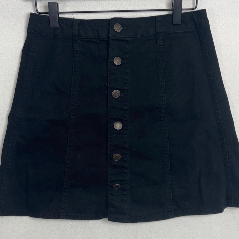 Black Button Down Jean Skater Skirt